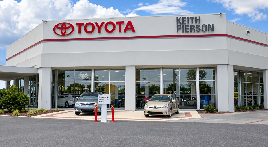 Keith Pierson Toyota dealership exterior with vehicles out front